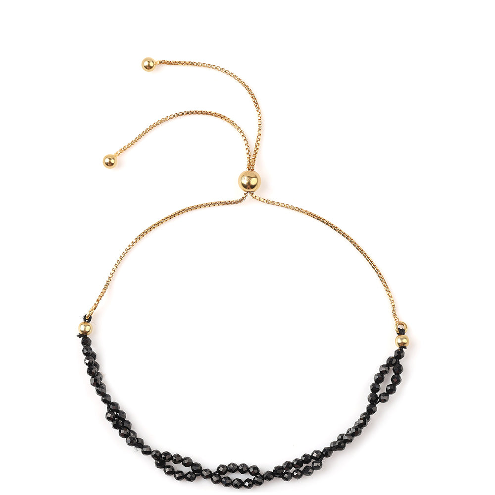Pozlátený Strieborný Náramok s Čiernym Spinelom 1 
