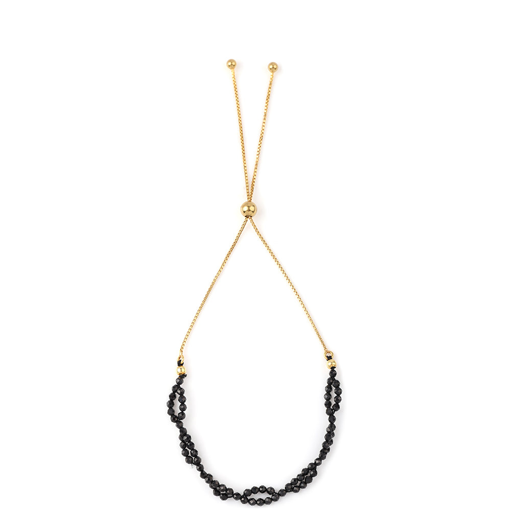 Pozlátený Strieborný Náramok s Čiernym Spinelom