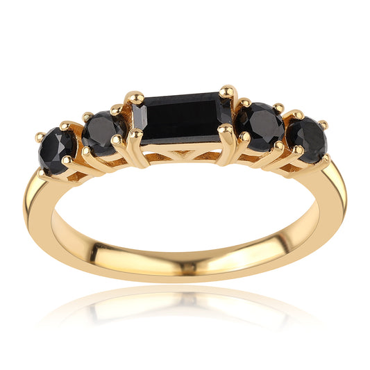 Pozlátený Strieborný Prsteň s Čiernym Spinelom