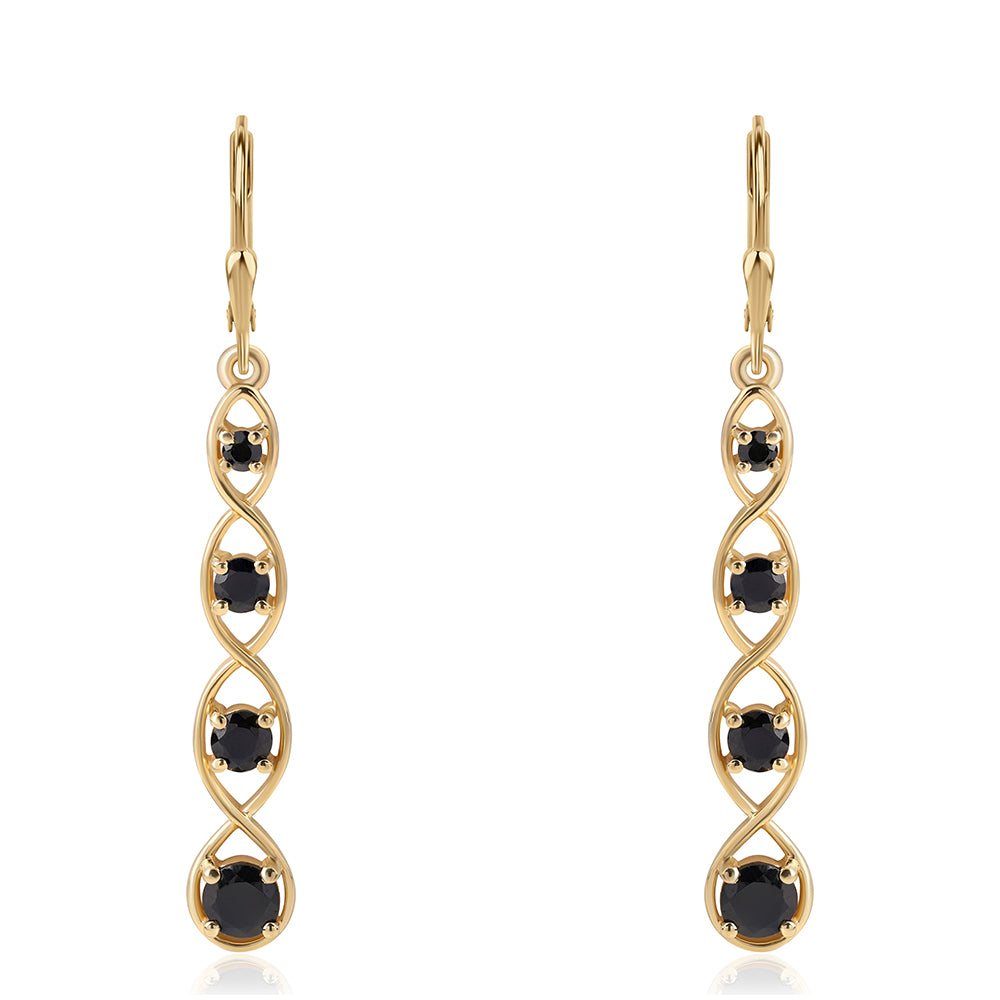Pozlátené Strieborné Náušnice s Čiernym Spinelom