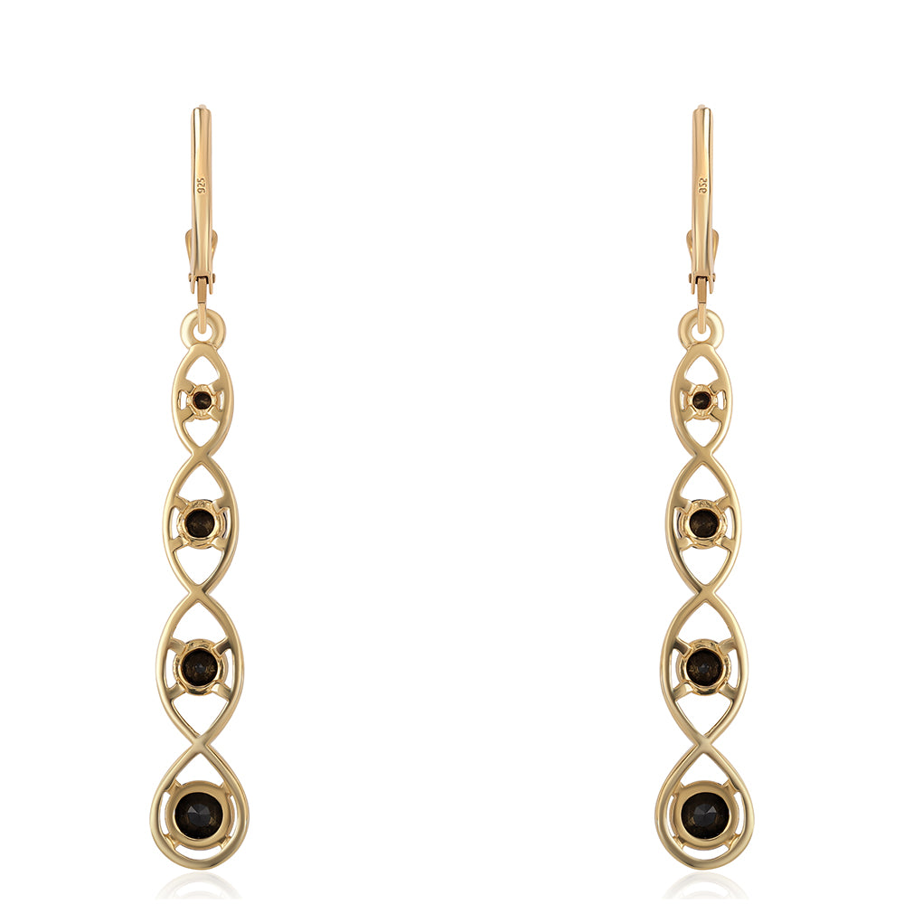 Pozlátené Strieborné Náušnice s Čiernym Spinelom 3 