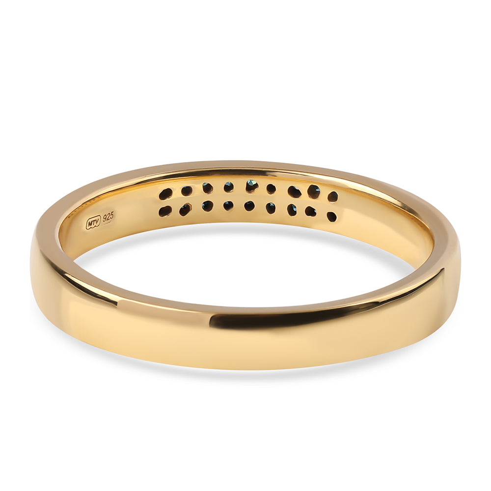 Pozlátený Strieborný Prsteň s Modrým Diamantom 2 