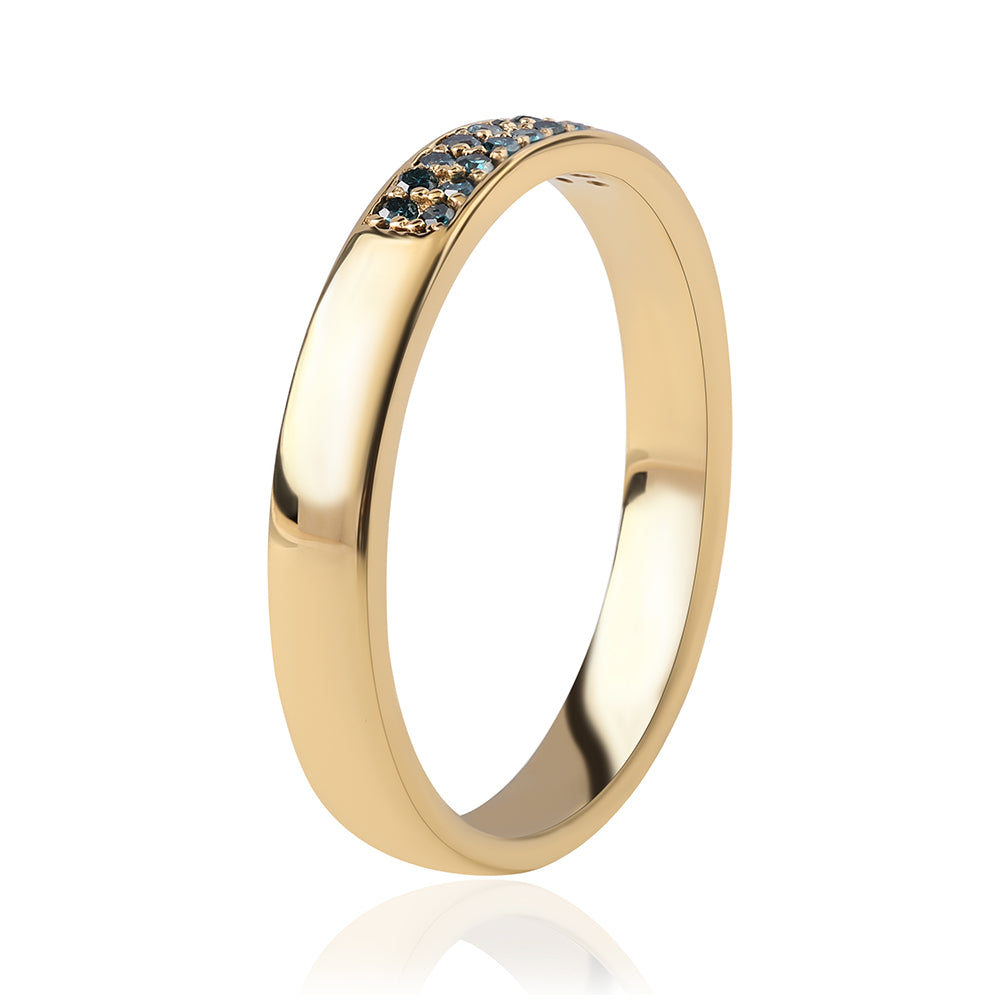 Pozlátený Strieborný Prsteň s Modrým Diamantom 3 