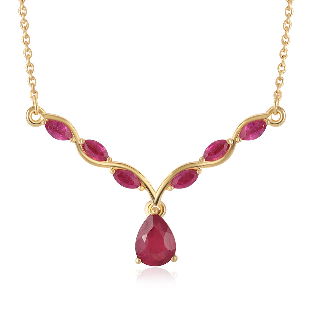 Pozlátený Strieborný Náhrdelník s Mozambickým Rubínom
