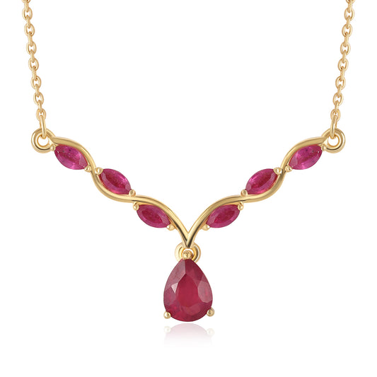 Pozlátený Strieborný Náhrdelník s Mozambickým Rubínom