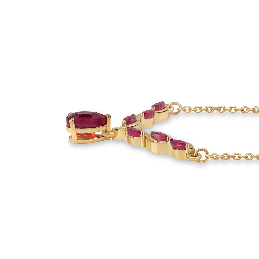 Pozlátený Strieborný Náhrdelník s Mozambickým Rubínom 2 