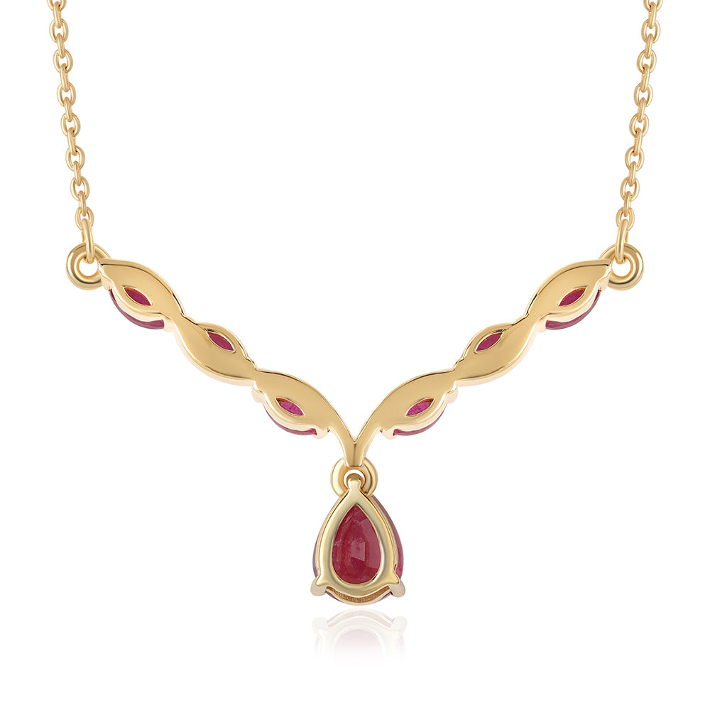Pozlátený Strieborný Náhrdelník s Mozambickým Rubínom 3 