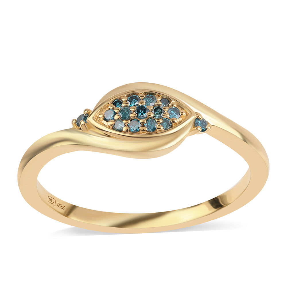 Pozlátený Strieborný Prsteň s Modrým Diamantom