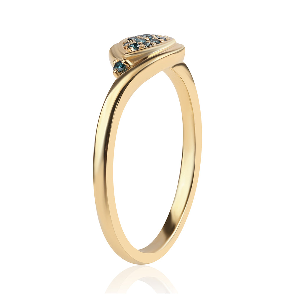 Pozlátený Strieborný Prsteň s Modrým Diamantom 2 