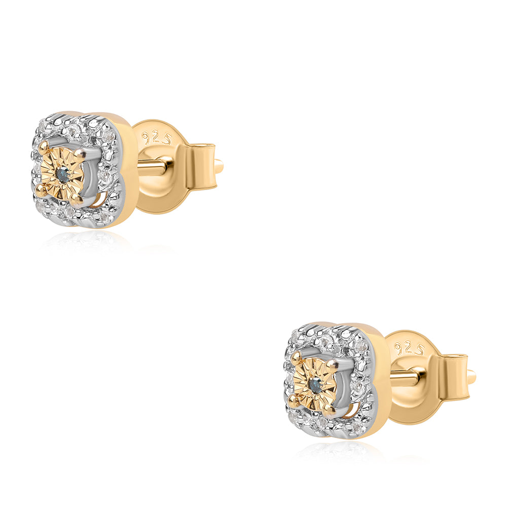 Pozlátené Strieborné Sada s Modrým Diamantom a Bielym Topásom ( Náušnice+Prsteň +Prívesok ) 3 