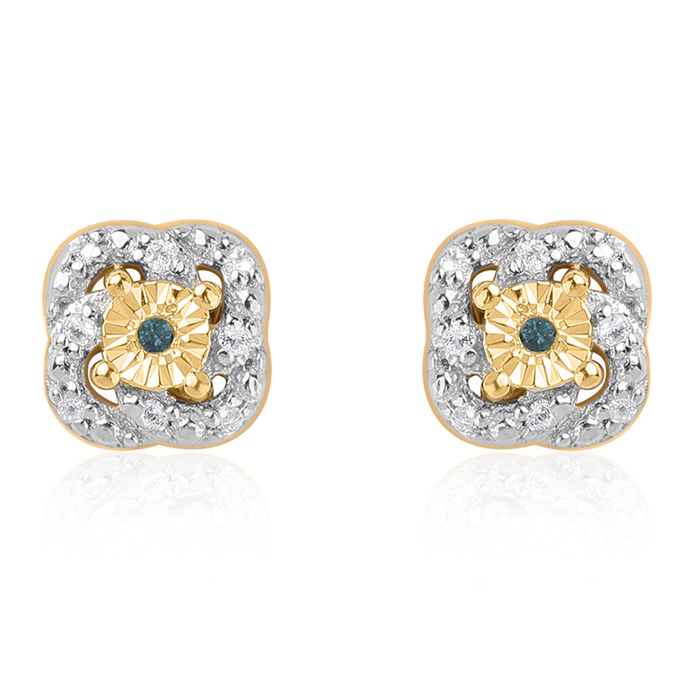 Pozlátené Strieborné Sada s Modrým Diamantom a Bielym Topásom ( Náušnice+Prsteň +Prívesok )