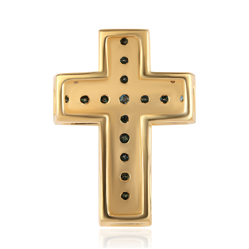 Kríž Pozlátený Strieborný Prívesok s Modrým Diamantom a Bielym Diamantom 3 