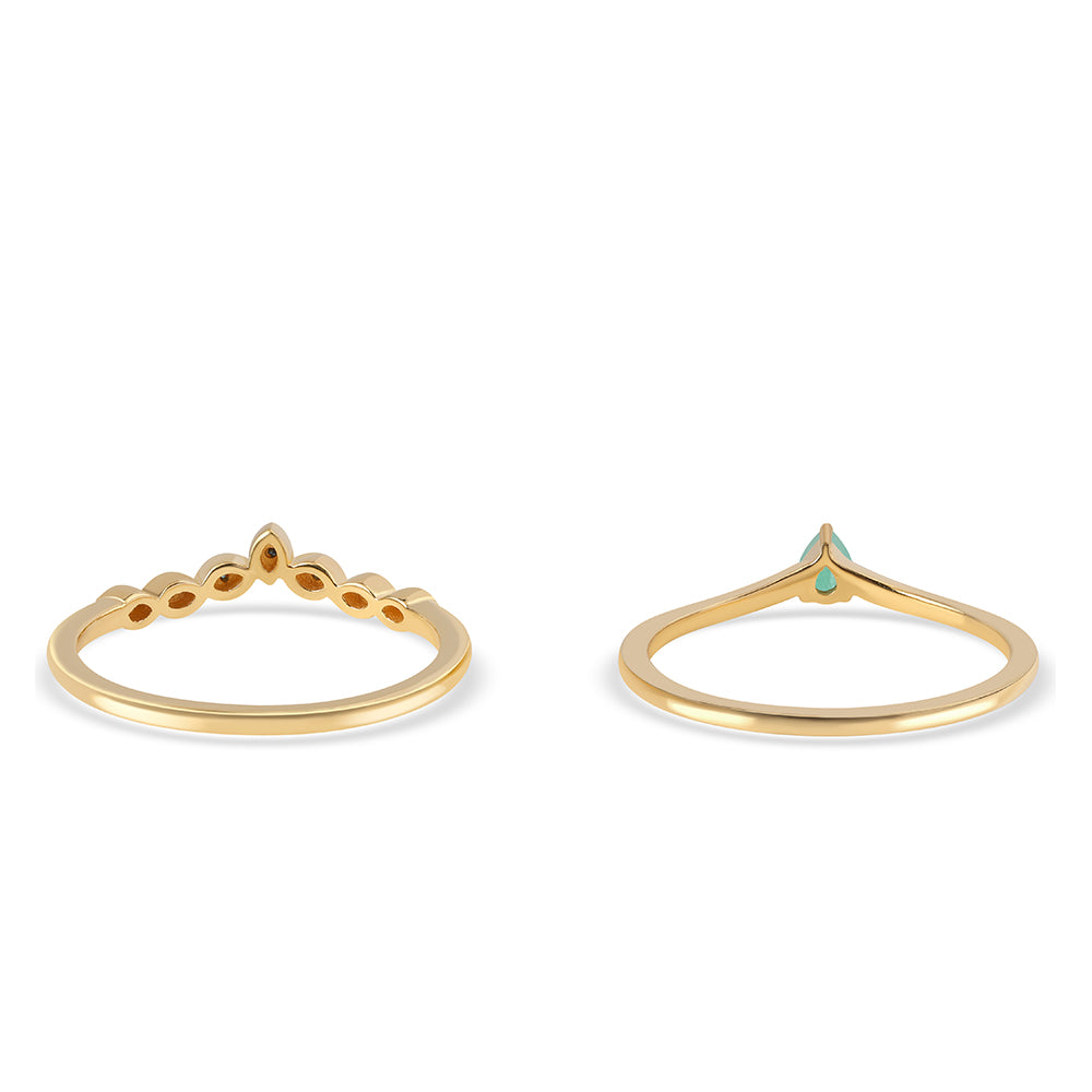 Pozlátené Strieborné Sada s Modrým Diamantom a Brazílskym Smaragdom ( Prsteň )