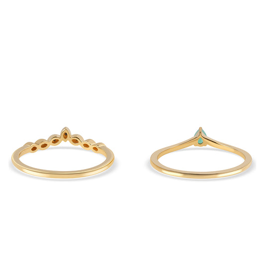 Pozlátené Strieborné Sada s Modrým Diamantom a Brazílskym Smaragdom ( Prsteň )