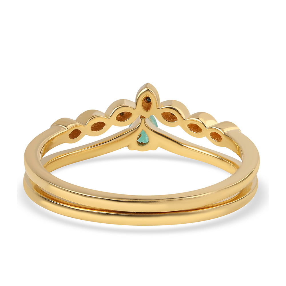 Pozlátené Strieborné Sada s Modrým Diamantom a Brazílskym Smaragdom ( Prsteň ) 5 