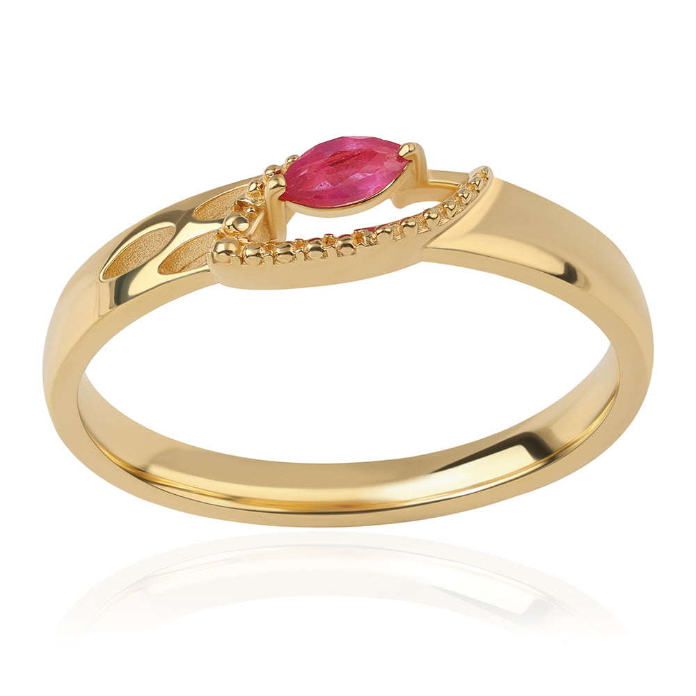 Pozlátený Strieborný Prsteň s Mozambickým Rubínom 1 