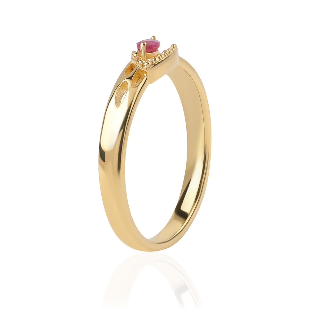 Pozlátený Strieborný Prsteň s Mozambickým Rubínom