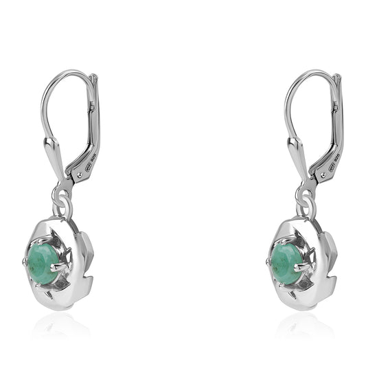 Strieborné Náušnice s Brazílskym Smaragdom