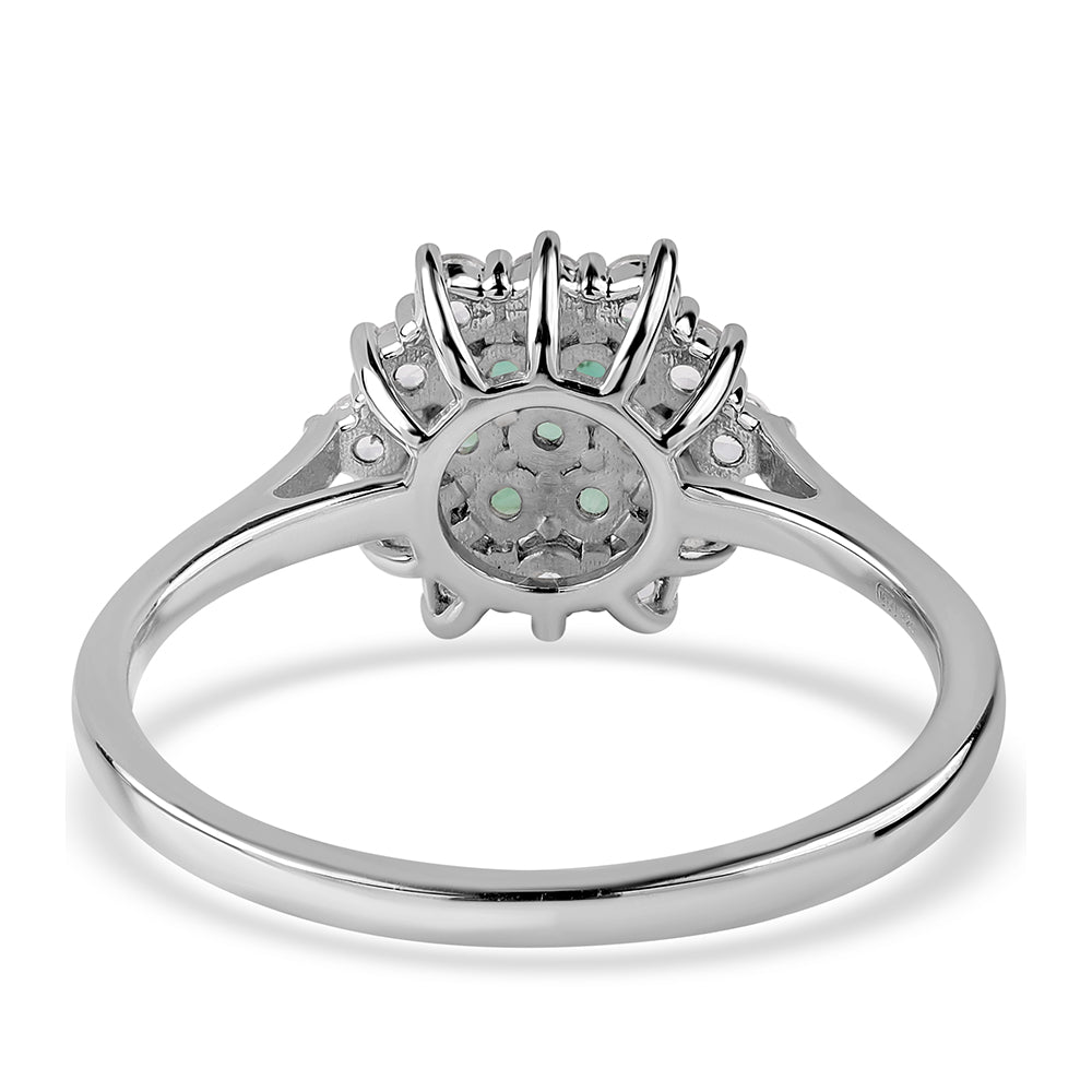 Strieborný Prsteň s Brazílskym Smaragdom a Bielym Topásom 4 