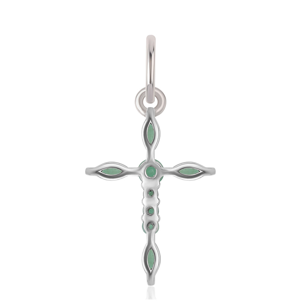 Kríž Strieborný Prívesok s Brazílskym Smaragdom 3 