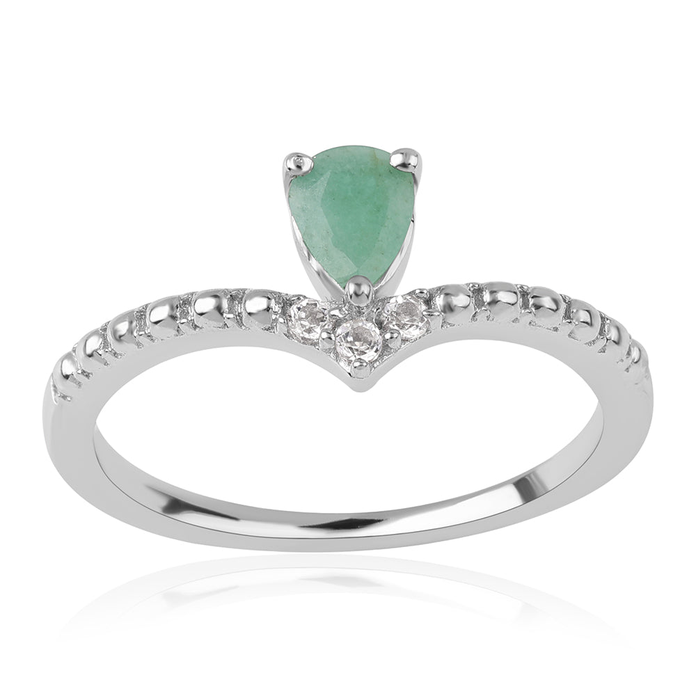 Strieborný Prsteň s Brazílskym Smaragdom a Bielym Topásom 1 