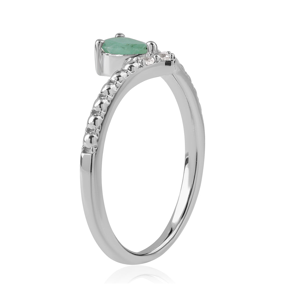 Strieborný Prsteň s Brazílskym Smaragdom a Bielym Topásom 2 