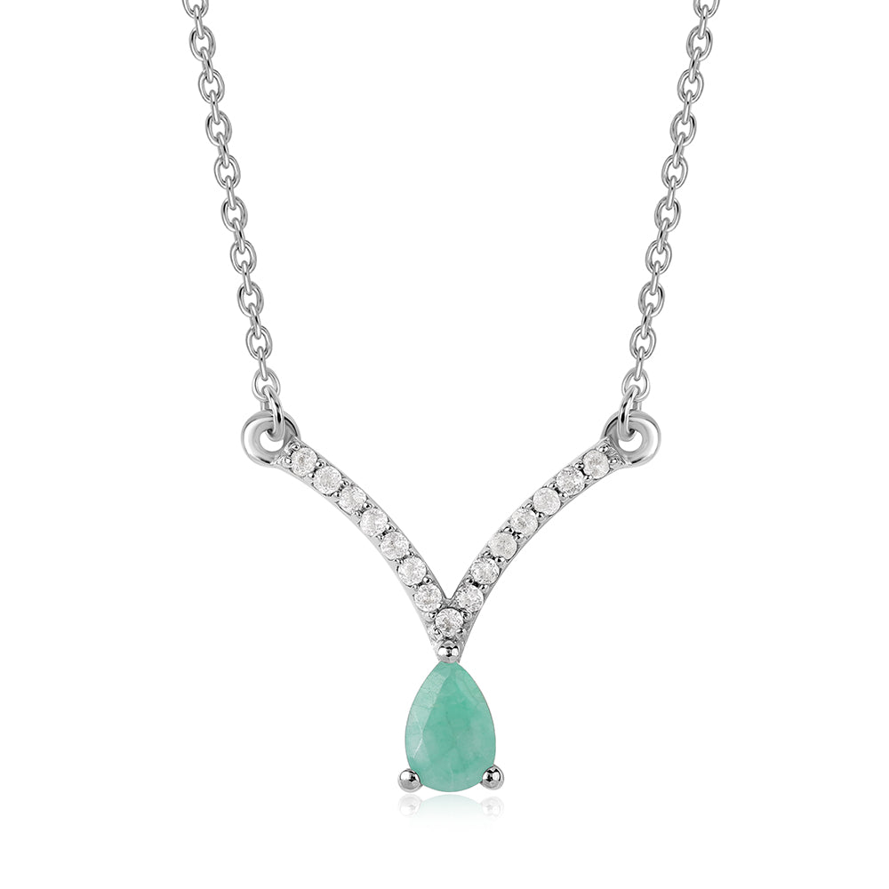 Strieborný Náhrdelník s Brazílskym Smaragdom a Bielym Topásom 1 