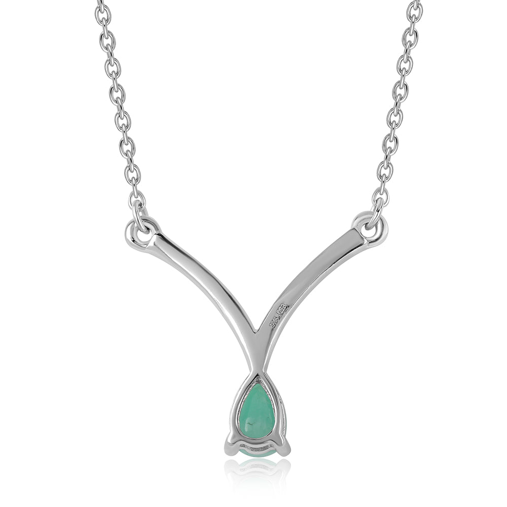 Strieborný Náhrdelník s Brazílskym Smaragdom a Bielym Topásom 3 