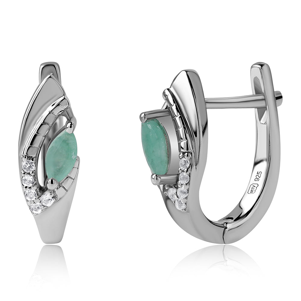 Strieborné Náušnice s Brazílskym Smaragdom a Bielym Topásom 1 