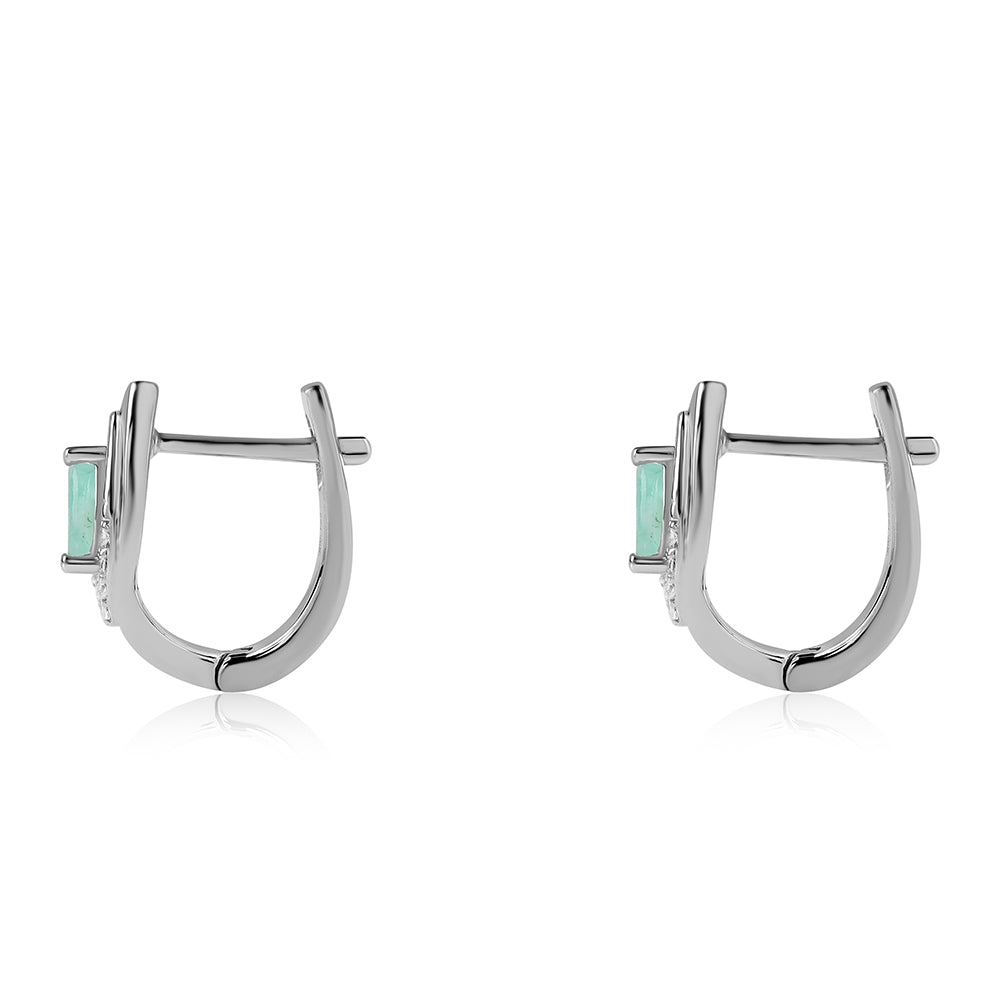 Strieborné Náušnice s Brazílskym Smaragdom a Bielym Topásom 2 