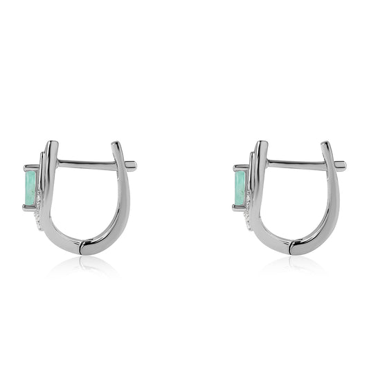 Strieborné Náušnice s Brazílskym Smaragdom a Bielym Topásom