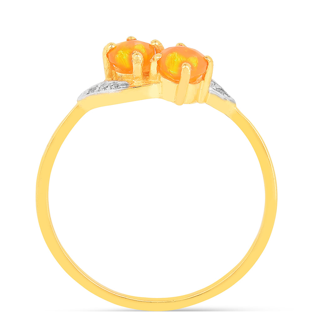 Pozlátený Strieborný Prsteň s Ohnivým Opálom a Bielym Zirkónom 3 