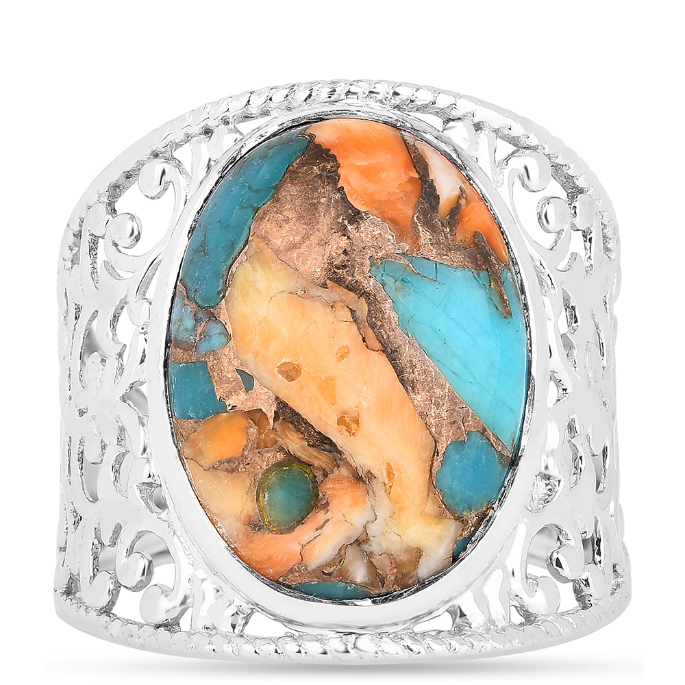 Strieborný Prsteň s Ustricovým Tyrkysom 1 