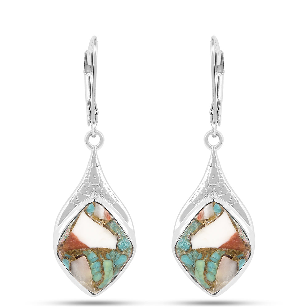 Strieborné Náušnice s Ustricovým Tyrkysom