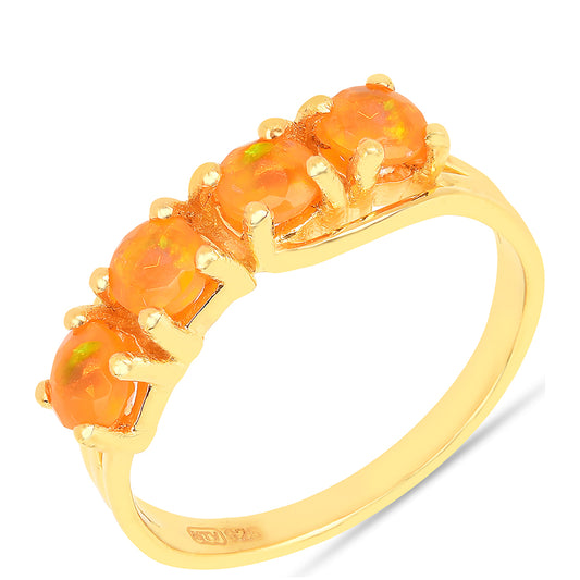 Pozlátený Strieborný Prsteň s Ohnivým Opálom