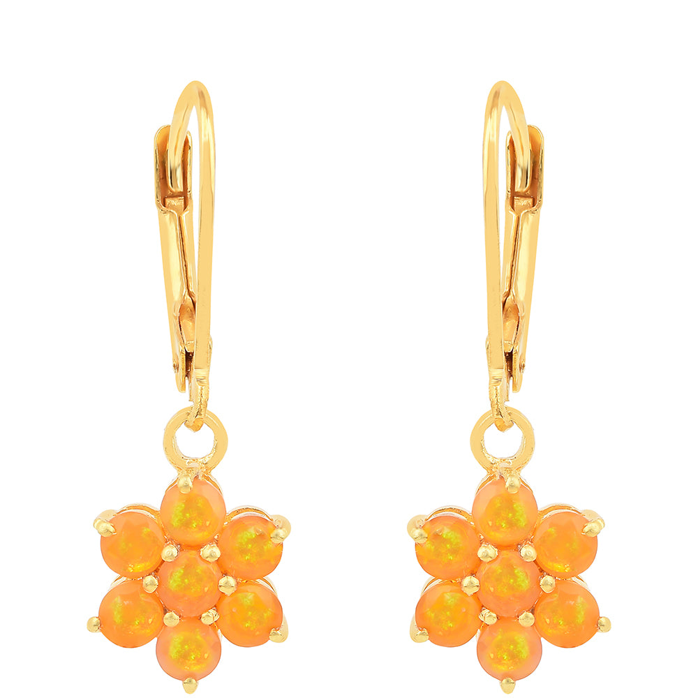 Pozlátené Strieborné Náušnice s Ohnivým Opálom