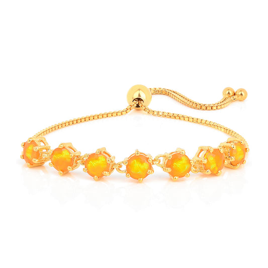 Pozlátený Strieborný Náramok s Ohnivým Opálom