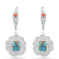 Strieborné Náušnice s Ustricovým Tyrkysom a Červeným Korálom