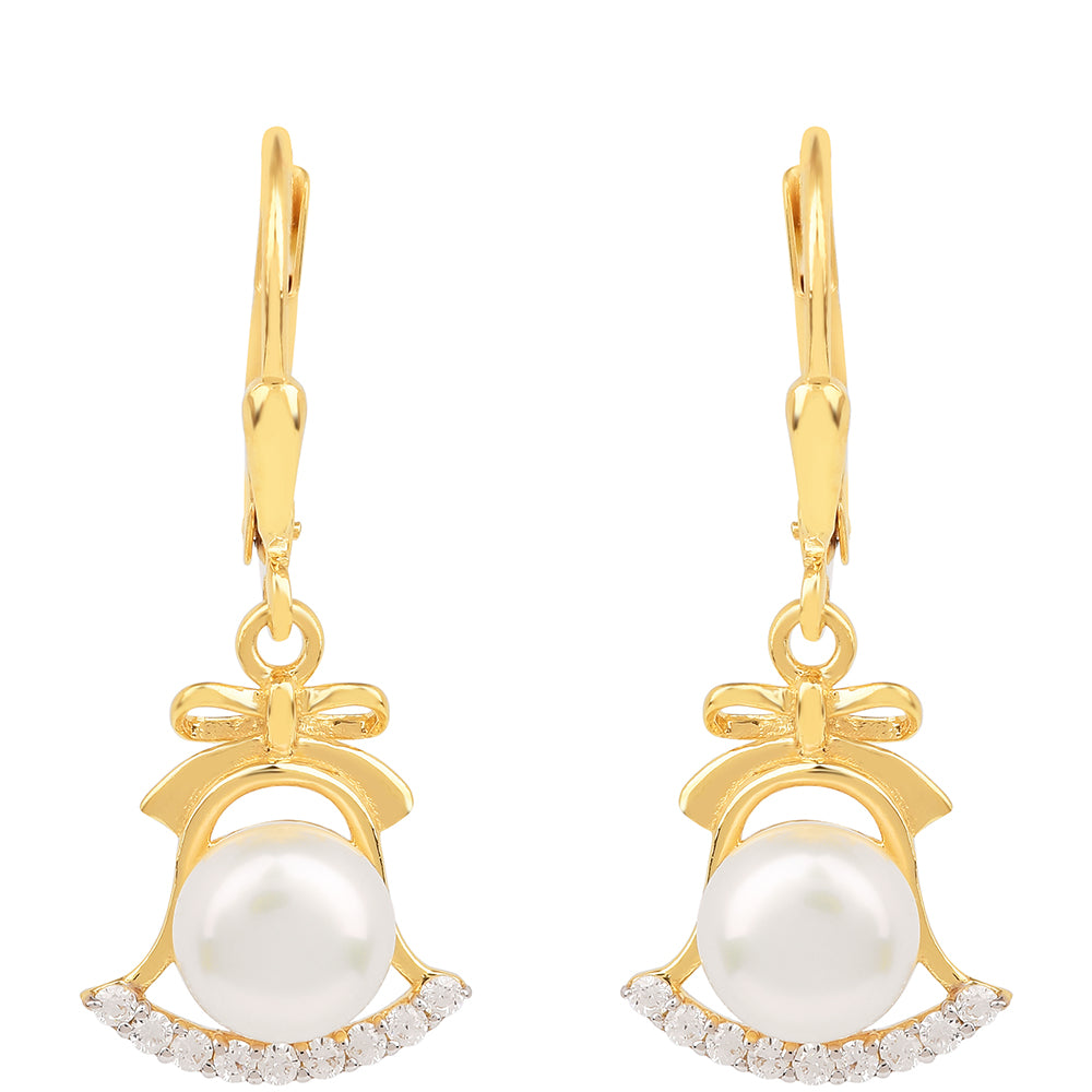 Pozlátené Strieborné Náušnice s S Krémovú Sladkovodnou Perlou 1 