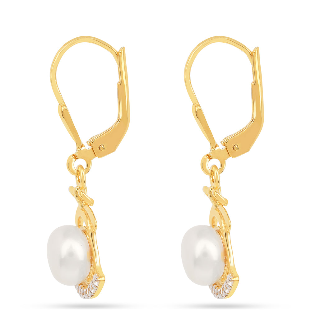 Pozlátené Strieborné Náušnice s S Krémovú Sladkovodnou Perlou 2 