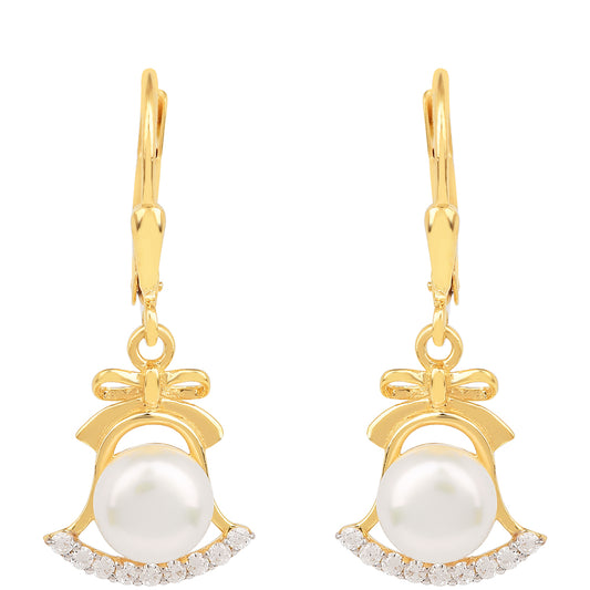 Pozlátené Strieborné Náušnice s S Krémovú Sladkovodnou Perlou