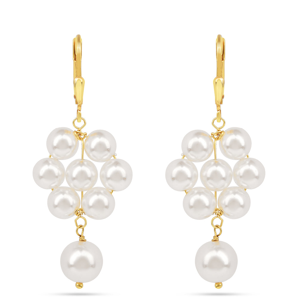 Pozlátené Strieborné Náušnice s S Krémovú Sladkovodnou Perlou