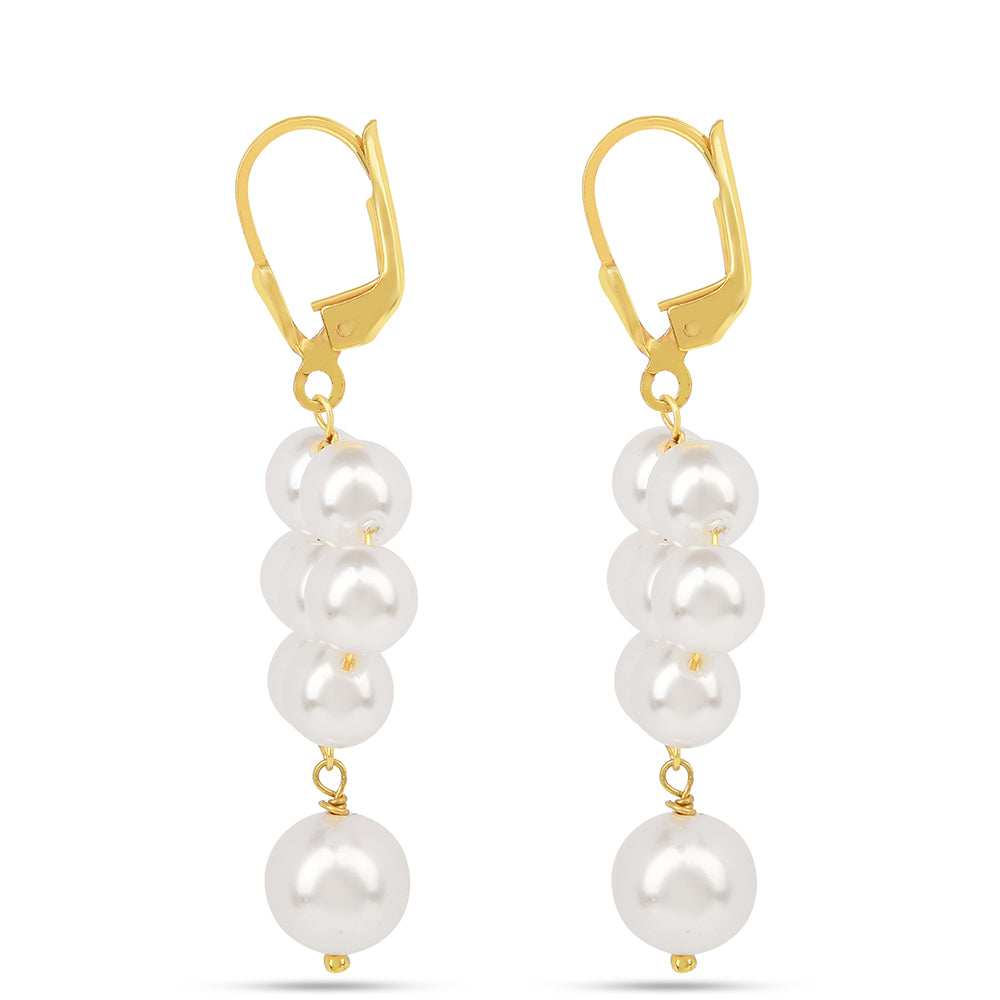 Pozlátené Strieborné Náušnice s S Krémovú Sladkovodnou Perlou 2 