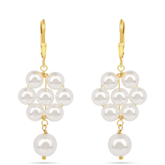 Pozlátené Strieborné Náušnice s S Krémovú Sladkovodnou Perlou