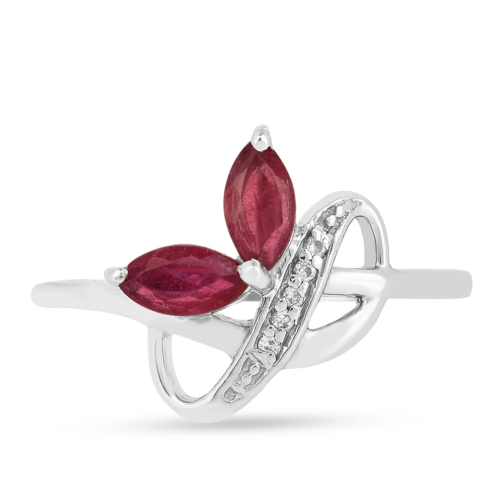 Strieborný Prsteň s Thajským Rubínom a Bielym Zirkónom 2 