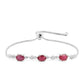 Strieborný Náramok s Thajským Rubínom a Bielym Zirkónom