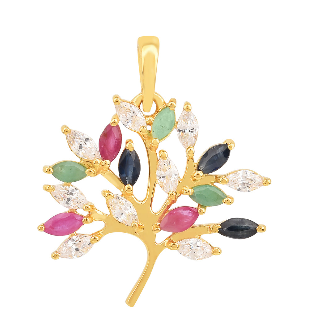Pozlátený Strieborný Prívesok s Thajským Rubínom a Brazílskym Smaragdom 1 