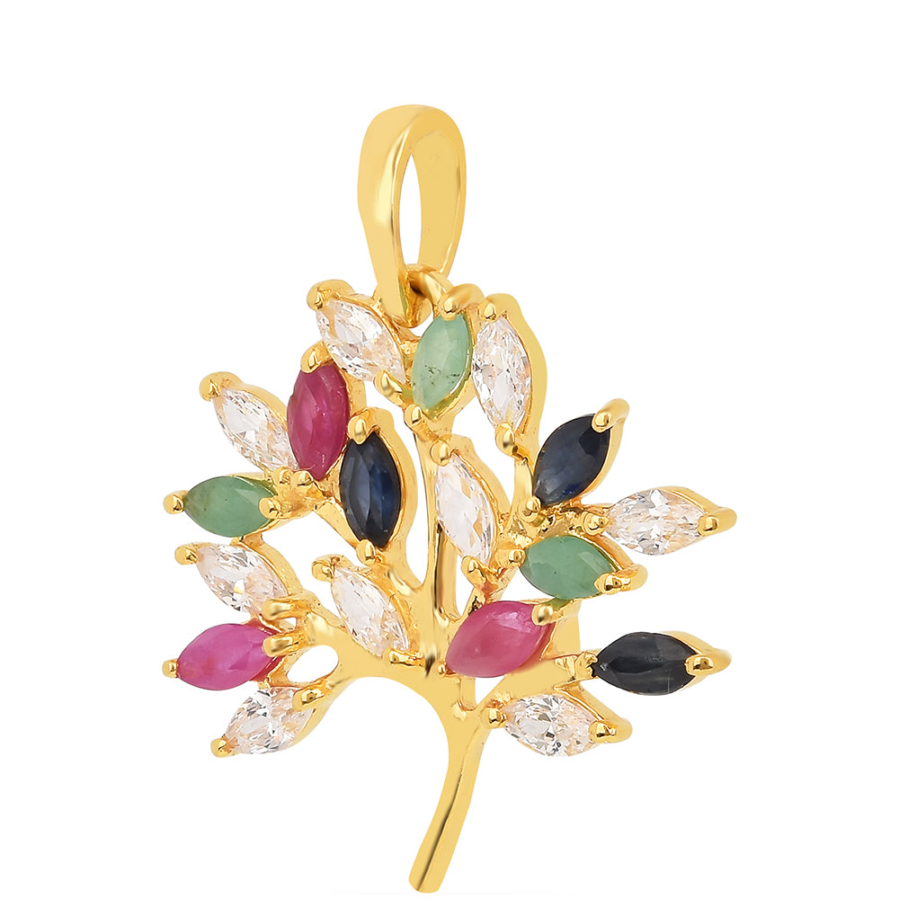 Pozlátený Strieborný Prívesok s Thajským Rubínom a Brazílskym Smaragdom 2 