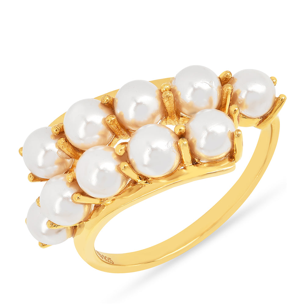 Pozlátený Strieborný Prsteň s S Krémovú Sladkovodnou Perlou 1 