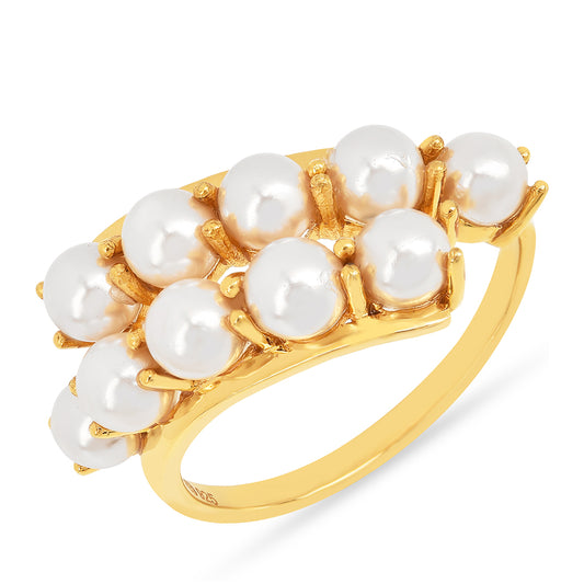Pozlátený Strieborný Prsteň s S Krémovú Sladkovodnou Perlou
